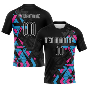 Custom Black Light Blue-Pink Geometric Shape Sublimation Volleyball Uniform Jersey