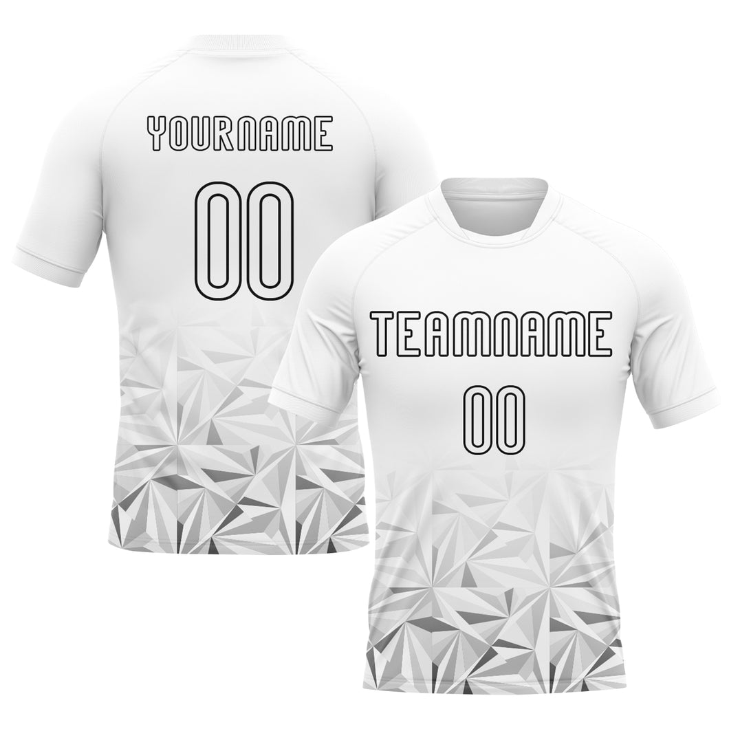 Custom White Black Geometric Shape Sublimation Volleyball Uniform Jersey