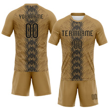 Load image into Gallery viewer, Custom Old Gold Black Arrow Shape Sublimation Volleyball Uniform Jersey
