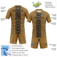 Load image into Gallery viewer, Custom Old Gold Black Arrow Shape Sublimation Volleyball Uniform Jersey
