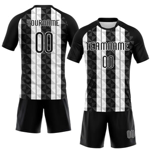 Custom Black White Geometric Shape Sublimation Volleyball Uniform Jersey