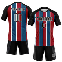 Load image into Gallery viewer, Custom Black Red-Royal Lines Sublimation Volleyball Uniform Jersey
