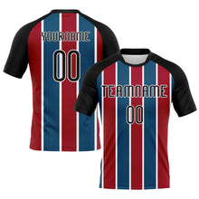 Load image into Gallery viewer, Custom Black Red-Royal Lines Sublimation Volleyball Uniform Jersey
