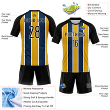 Load image into Gallery viewer, Custom Black Yellow-Royal Lines Sublimation Volleyball Uniform Jersey
