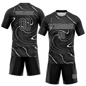 Custom Black White Liquid Fluid Sublimation Volleyball Uniform Jersey