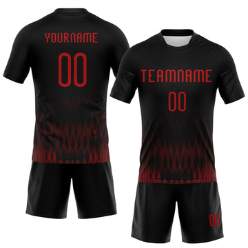 Custom Black Red Zigzag Sublimation Volleyball Uniform Jersey