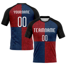 Load image into Gallery viewer, Custom Black Red-Royal Geometric Shape Sublimation Volleyball Uniform Jersey
