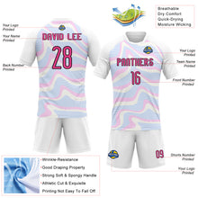 Load image into Gallery viewer, Custom White Pink-Black Liquid Fluid Sublimation Volleyball Uniform Jersey
