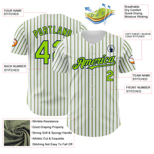 Custom White (Navy Neon Green Pinstripe) Neon Green-Navy Authentic Baseball Jersey