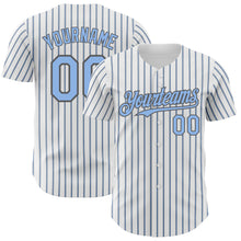 Load image into Gallery viewer, Custom White (Steel Gray Light Blue Pinstripe) Light Blue-Steel Gray Authentic Baseball Jersey
