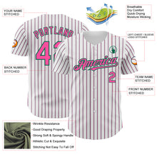 Load image into Gallery viewer, Custom White (Kelly Green Pink Pinstripe) Pink-Kelly Green Authentic Baseball Jersey
