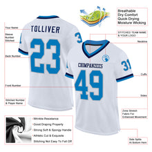 Load image into Gallery viewer, Custom White Blue Gray-Navy Mesh Authentic Throwback Football Jersey
