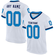 Load image into Gallery viewer, Custom White Blue Gray-Navy Mesh Authentic Throwback Football Jersey
