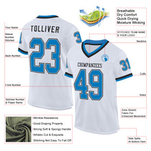 Load image into Gallery viewer, Custom White Blue Gray-Black Mesh Authentic Throwback Football Jersey
