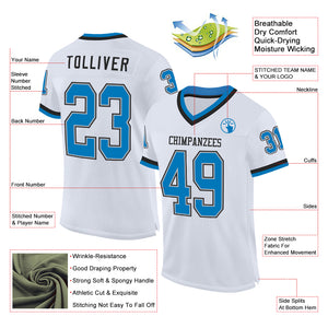 Custom White Blue Gray-Black Mesh Authentic Throwback Football Jersey