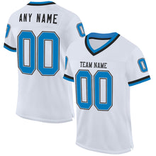 Load image into Gallery viewer, Custom White Blue Gray-Black Mesh Authentic Throwback Football Jersey
