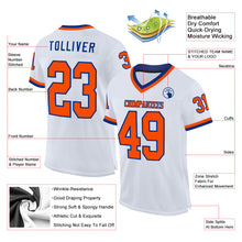 Load image into Gallery viewer, Custom White Orange-Royal Mesh Authentic Throwback Football Jersey
