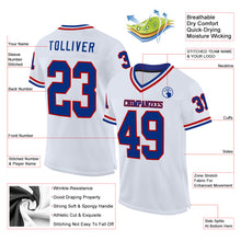 Load image into Gallery viewer, Custom White Royal-Red Mesh Authentic Throwback Football Jersey
