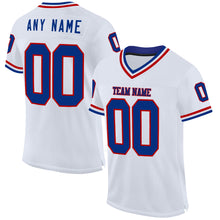 Load image into Gallery viewer, Custom White Royal-Red Mesh Authentic Throwback Football Jersey
