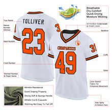 Load image into Gallery viewer, Custom White Orange-Black Mesh Authentic Throwback Football Jersey
