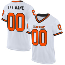 Load image into Gallery viewer, Custom White Orange-Black Mesh Authentic Throwback Football Jersey
