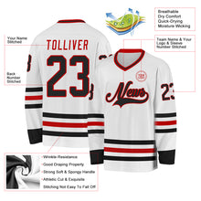 Load image into Gallery viewer, Custom White Black-Red Hockey Jersey
