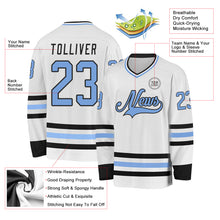 Load image into Gallery viewer, Custom White Light Blue-Black Hockey Jersey
