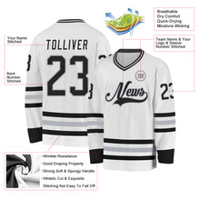 Load image into Gallery viewer, Custom White Black-Gray Hockey Jersey
