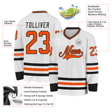 Load image into Gallery viewer, Custom White Orange-Black Hockey Jersey
