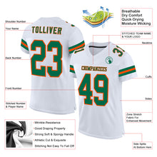 Load image into Gallery viewer, Custom White Kell Green-Orange Mesh Authentic Football Jersey
