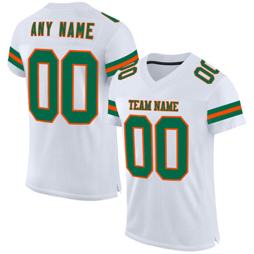 Custom White Kell Green-Orange Mesh Authentic Football Jersey