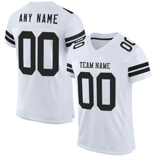 Load image into Gallery viewer, Custom White Black Mesh Authentic Football Jersey
