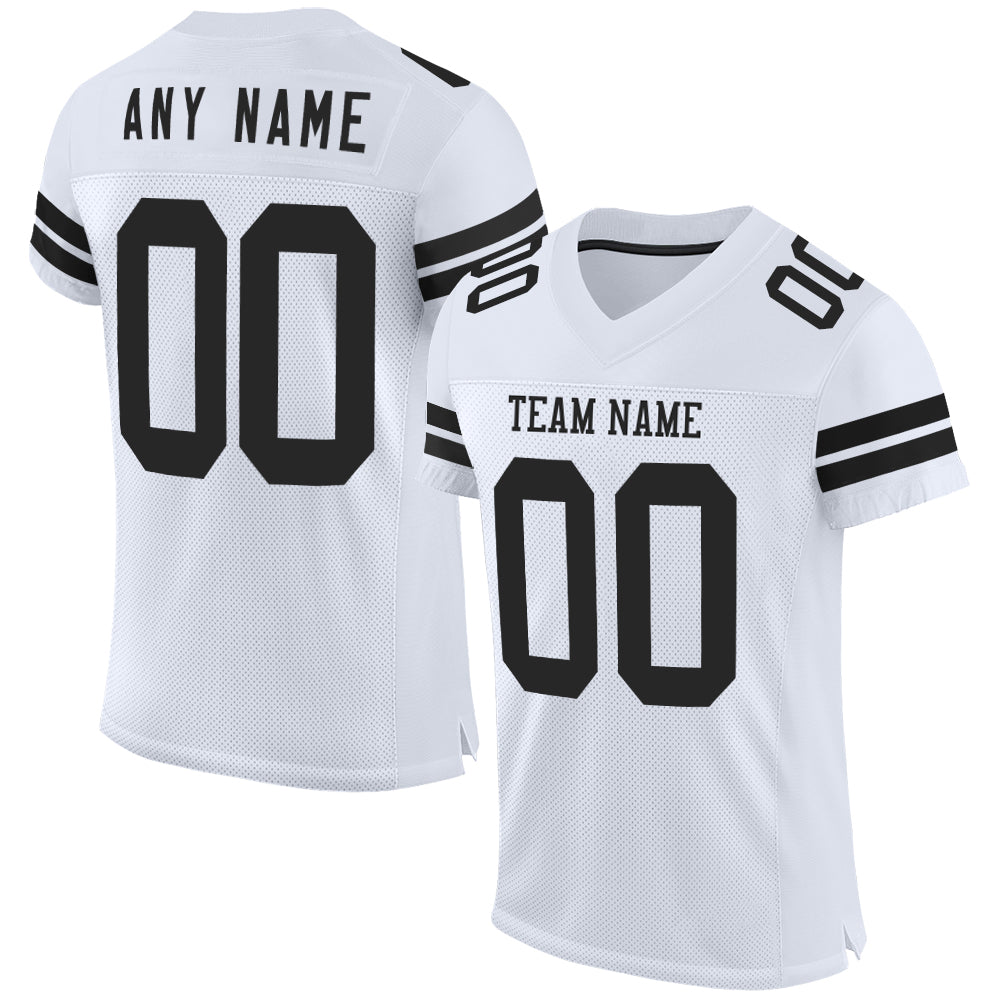 Custom White Black Mesh Authentic Football Jersey