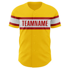 Load image into Gallery viewer, Custom Yellow Red-White Authentic Baseball Jersey
