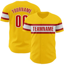 Load image into Gallery viewer, Custom Yellow Red-White Authentic Baseball Jersey
