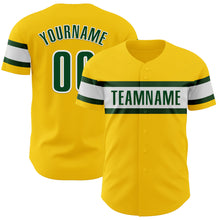 Load image into Gallery viewer, Custom Yellow Green-White Authentic Baseball Jersey
