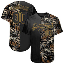 Load image into Gallery viewer, Custom 3D Pattern Design Golden Tropical Leaves In The Style Of Jungle And Hawaii Authentic Baseball Jersey
