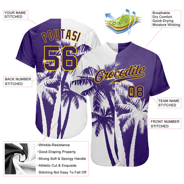 Custom Purple White-Gold Authentic Baseball Jersey Discount