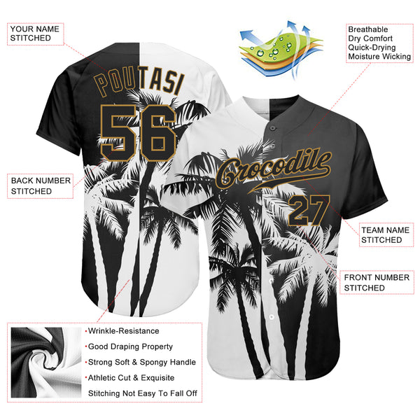 Custom Gold Gold-Black 3D Pattern Design Authentic Baseball Jersey