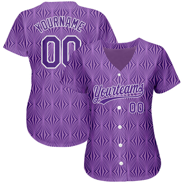 Custom Baseball Jersey White Purple Pinstripe Purple-Gold Authentic Throwback Rib-Knit Shirt Men's Size:XL