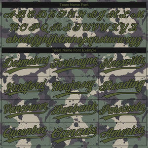 Custom Camo Olive-Black 3D Pattern Design Authentic Salute To Service Baseball Jersey