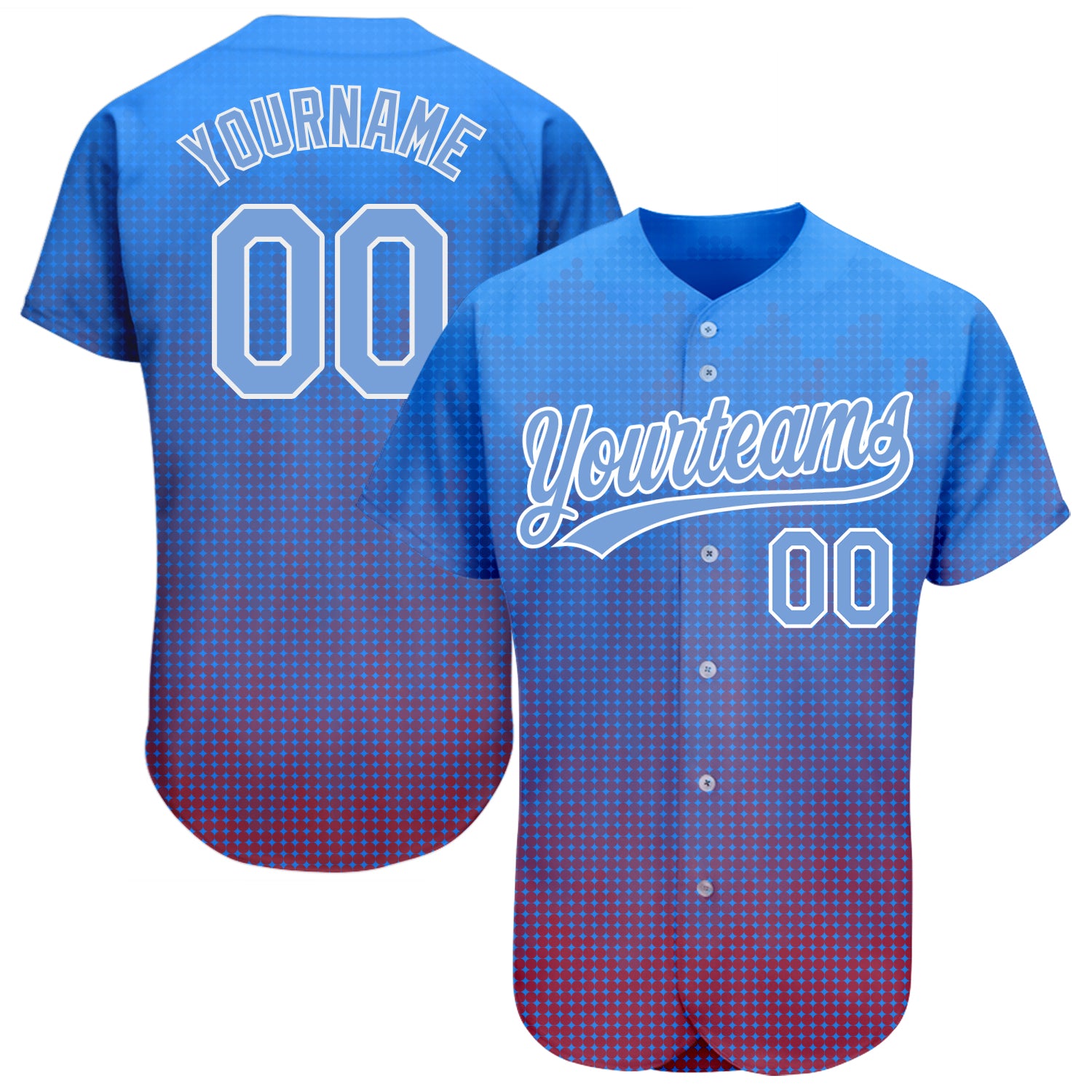 Custom Royal Light Blue-Red Authentic Baseball Jersey Youth Size:S
