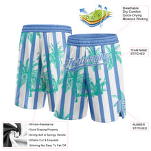 Load image into Gallery viewer, Custom White Light Blue 3D Pattern Hawaii Palm Trees Argentina Authentic Basketball Shorts
