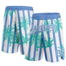 Load image into Gallery viewer, Custom White Light Blue 3D Pattern Hawaii Palm Trees Argentina Authentic Basketball Shorts
