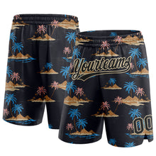 Load image into Gallery viewer, Custom Black City Cream 3D Pattern Hawaii Palm Trees And Island Authentic Basketball Shorts
