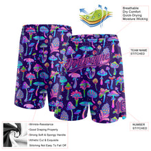 Load image into Gallery viewer, Custom Black Purple-Pink 3D Pattern Colorful Flowers And Mushrooms Psychedelic Hallucination Authentic Basketball Shorts
