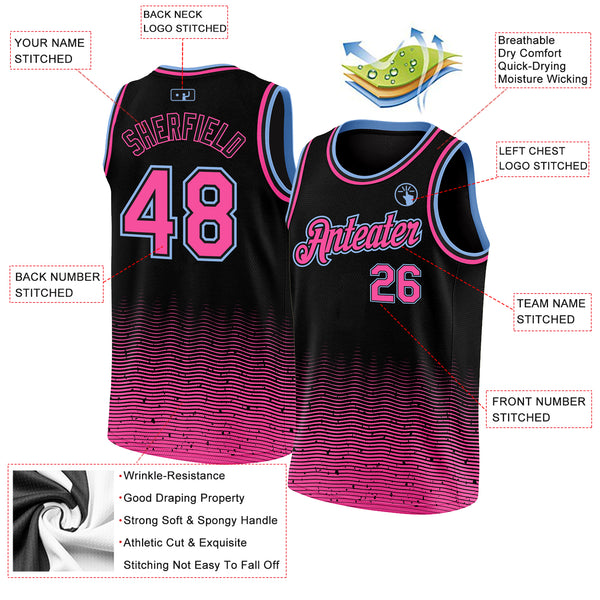 Custom Black Pink-Light Blue Fade Fashion Authentic City Edition Basketball  Jersey Fast Shipping – FiitgCustom