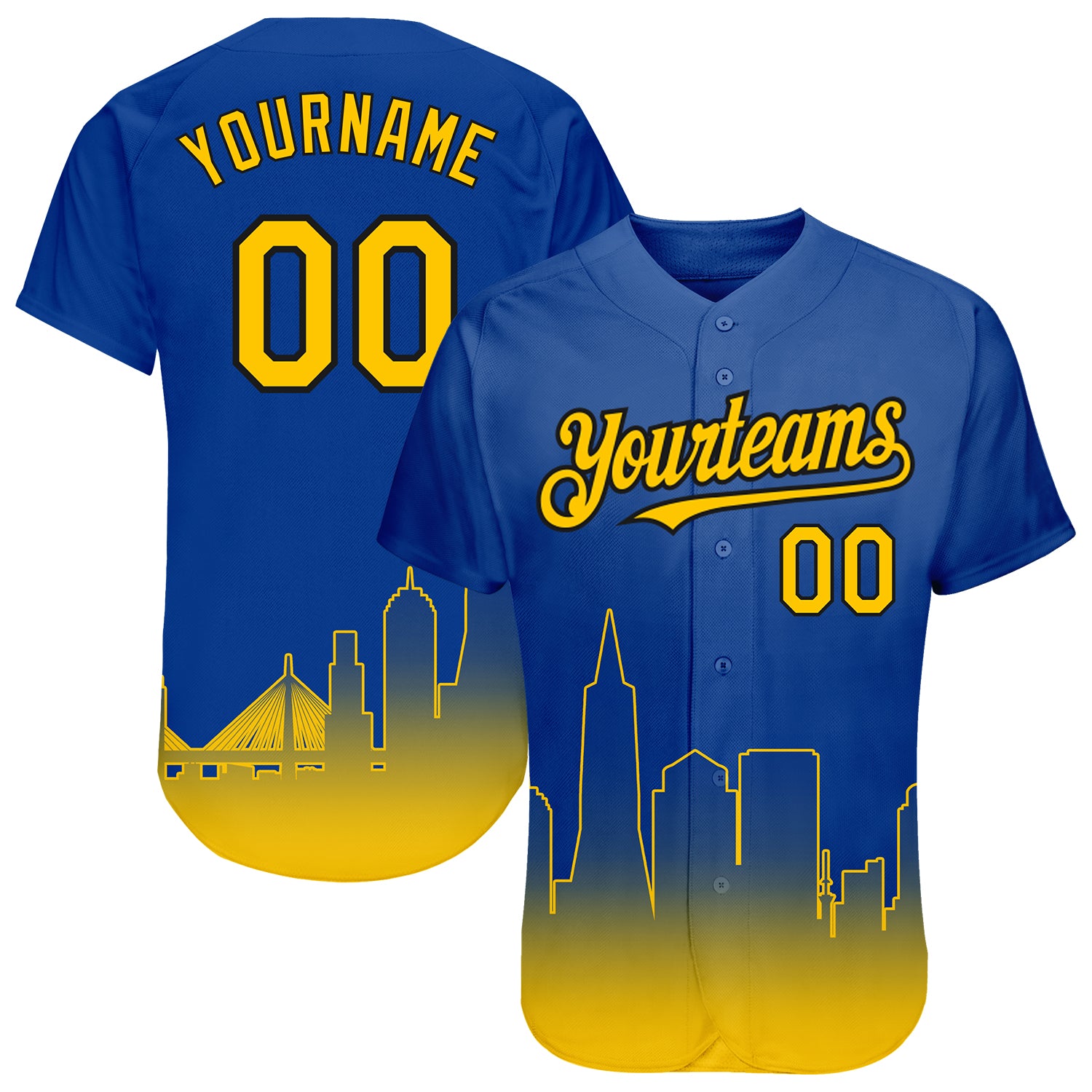 Custom Baseball Jersey Light Blue Yellow 3D Boston City Edition Fade Fashion Authentic Women's Size:L