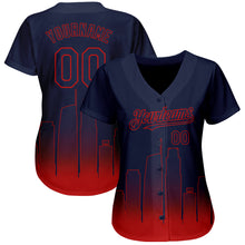 Load image into Gallery viewer, Custom Navy Navy-Red 3D Los Angeles City Edition Fade Fashion Authentic Baseball Jersey
