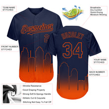 Load image into Gallery viewer, Custom Navy Orange 3D Houston City Edition Fade Fashion Authentic Baseball Jersey
